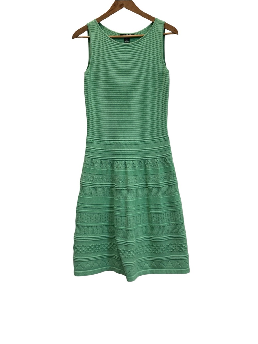 Lauren Ralph Lauren Ribbed Knit Sleeveless Dress | Green | Size Small
